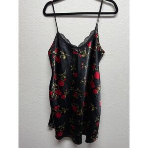 Fashion Bug Black Rose Floral Lace Trim Slip Dress Plus Size 18/20 Sleepwear